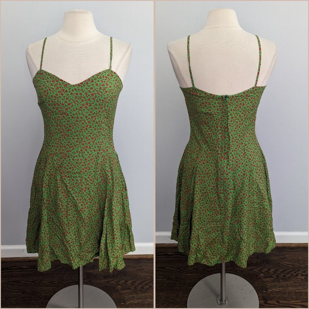 Women's Vintage Dianne B Ditsy Floral Pink Green Mini Dress Size 10